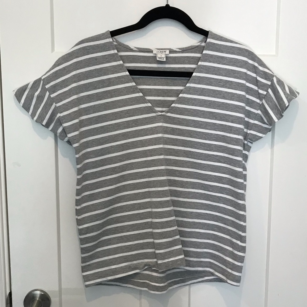 J.Crew Striped Flutter Sleeve Top - Size Medium